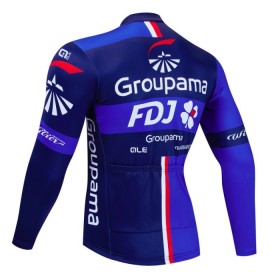Wielershirt 2024 Groupama-FDJ Lange Mouw - Zwart Blauw